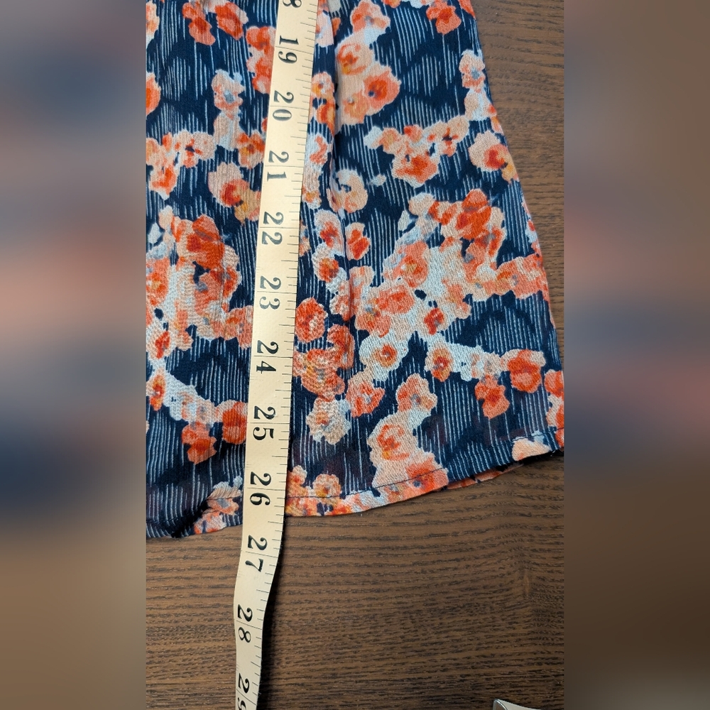 Joie Silk Floral Sleeveless Dress Navy & Pink 100% Silk Flutter Sleeve Pleated S - Picture 13 of 14